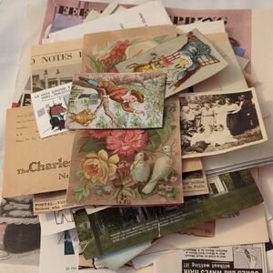 Ephemera Lot Of 50+ Vintage Photos Ads Cards